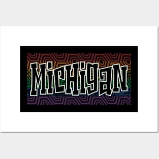 LGBTQ PATTERN USA MICHIGAN Posters and Art